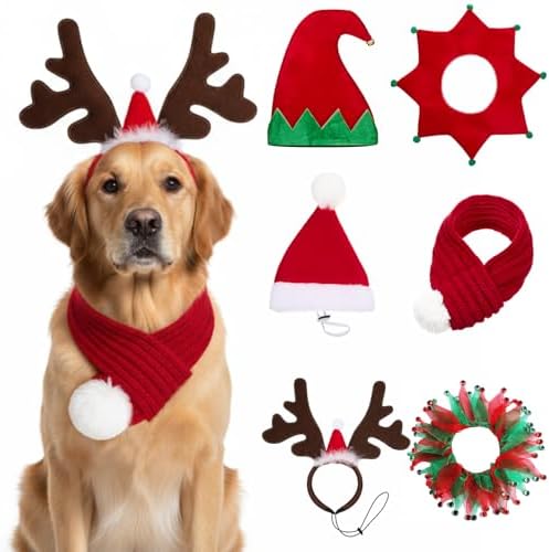 Talltalk 3 Pack Dog Christmas Costume Classic Christmas, Santa Caps Collars by Talltalk