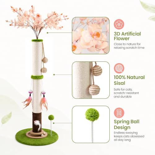 Flower Cat Scratching Post, 45 Inch Scratching Post for Indoor Cat Adults - Image 5