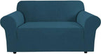 H.VERSAILTEX Stretch Sofa Cover Loveseat Slipcover|Sofa Cover for Dogs 1 Piece with Elastic Bottom, Textured Checked Jacquard Fabric(Loveseat 58"-70" Wide, Deep Teal)
