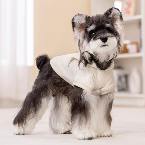 Koneseve Dog Hoodie Fleece, Cat Sweater Warm with Pocket - Soft Clothes for Daily Wear, Basic Hooded Sweatshirts, Winter Coat Clothing, Comfort Tee Shirt Fit for All Breeds Pet - Beige - XL - Image 5