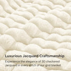 BEDELITE 3D Checked Cream Fleece Twin Throw Blanket for Bed, 60x80 Inch - Image 3