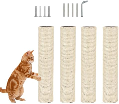 4 Pcs Cat Scratching Post Replacement for Indoor 15.7 x 3.1 Inches Cats Tree Replacement Parts Natural Sisal Cat Scratch Posts Refill Pole Part with M8 Screws Spare Cat Furniture Accessories by MUYG
