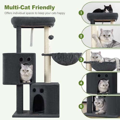 Small Cat Tree Tower for Indoor Cats, 40 in Medium Cat Bed Scratching Posts - Image 5