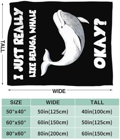 Beluga Whale Blanket for Girls Women Boys Men Adults Kids Soft Cozy Fleece Ocean White Whale Throw Blankets Gifts Warm Flannel Plush Lightweight Decor for Couch Bed Sofa 60"X50" - Image 7
