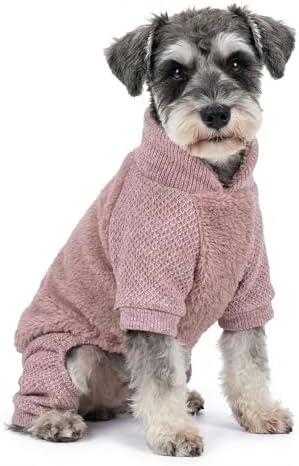 Fitwarm Collared Neck Fleece Dog Pajamas, Thermal Winter Clothes for Small Dogs Girl, Cozy Pet Outfit, Pale Violet Red, Medium - Image 2