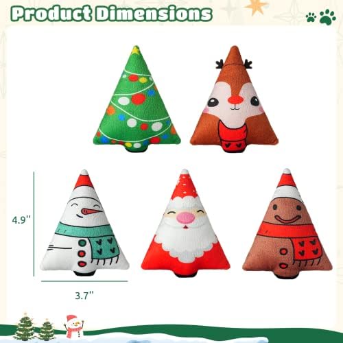 Christmas Catnip Toys Interactive Cats 5PCS Cat Nip Toy/Kitten Chew Plush Gift/Best Play Kick Stuff/Kitty Stuffed Teething Pillow/Cute and Soft Dental Gifts (5 types of Christmas decorations) - Image 6