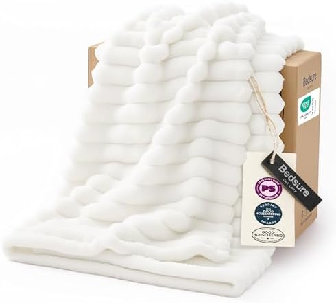Bedsure Soft Cozy Twin XL Blanket for Bed College Dorm Off White 66"x90" by BEDSURE