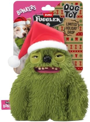 Bonkers Fuggler Holiday Edition Squeaky & Plush Dog Toy for Playtime, Green, 8 Inches by BONKERS