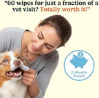 Jasper Dog Dental Wipes, Finger Tooth Wipes for Dogs, Coconut 60-Count | No-Brush Dual Texture Disposable Wipes for Fresh Breath, Daily Plaque & Tartar Control with Natural Ingredients, Vet Approved