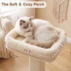 Cat Scratching Post with Bed for Indoor Adult Cats, Cat Perch,White - Image 4