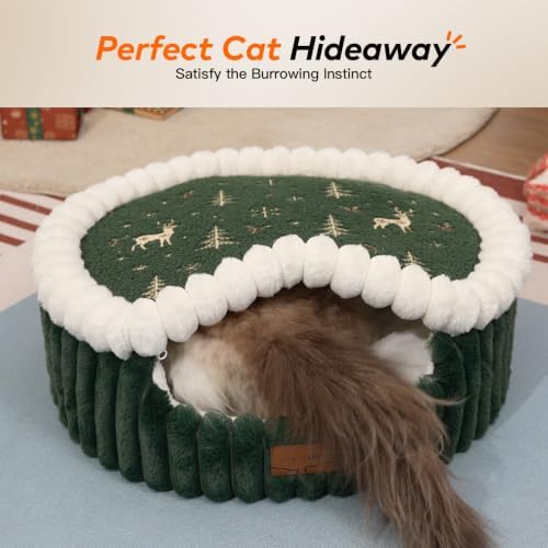CHEERPALS Cloud Cat Cave Bed for Indoor Cats Hooded Bed Removable Christmas - Image 2