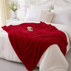 Red Fleece Throw Blanket 60”×80” for Couch Sofa Livingroom by linecooo
