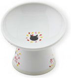 Necoichi Raised Cat Food Bowl, 15° Tilted (Sakura Floral, Extra Wide)