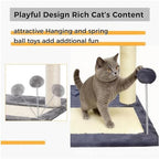 Cat Scratching Post, 19.69" H(50cm) Cat Tree with Cat Bed, Scratching Posts for Indoor Cats with Two Plush Balls Toy, Small Cat Tree for Kittens/Cats Playing and Relaxing (20 in Grey Cat Tree) - Image 4
