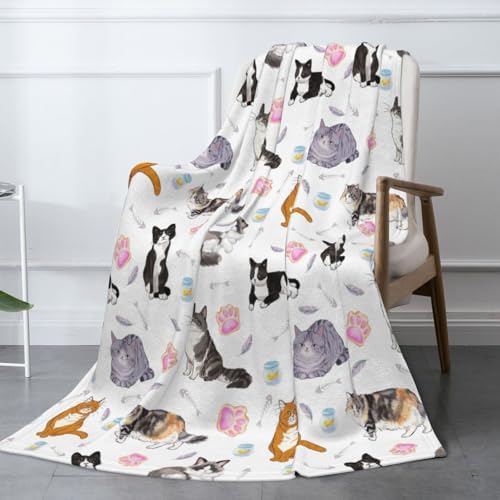 Cute Cats Fuzzy Throw Blanket for Women Men Girls Boys Soft Cozy Fleece Blankets for Bedroom Living Rooms Sofa Couch 50"x40" by XYSKINO