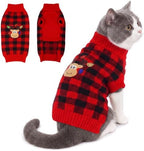 PUMYPOREITY Holiday Plaid Cat Sweaters for Cats Only, Cozy Knit Wear by PUMYPOREITY
