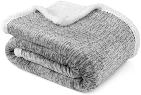 PAVILIA Sherpa Throw Blanket for Couch Sofa Bed, Melange Light Gray, 50x60 by PAVILIA