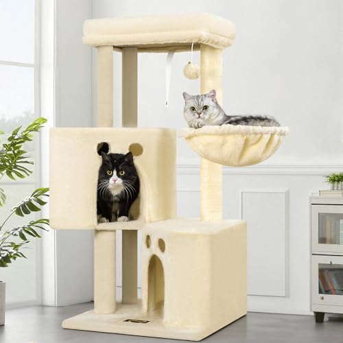 Small Cat Tree Tower for Indoor Cats, 40 in Medium Cat Bed Scratching Posts by FeliskynCatTreeTower