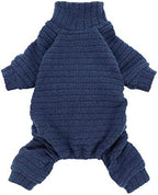 Fitwarm Turtleneck Knitted Dog Sweater Puppy Pajamas Thermal Doggie Winter Clothes Knitwear Pet Coats Cat Apparel Blue Medium by Fitwarm