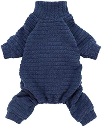 Fitwarm Turtleneck Knitted Dog Sweater Puppy Pajamas Thermal Doggie Winter Clothes Knitwear Pet Coats Cat Apparel Blue Small by Fitwarm