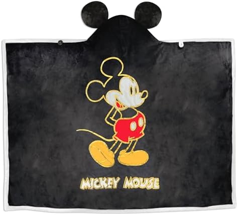 Hallmark Disney Mickey Mouse Hooded Blanket with Mouse Ears (70" x 65") by Hallmark