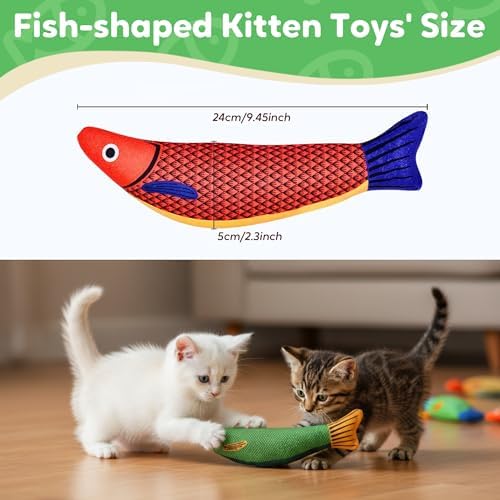Rishoesu Catnip Toys Saury Fish, Cat & Kitten Chew Kicker Interactive Crinkle Toys for Bored Indoor Adult Cats & Kitten, Cat Gifts Teething Toys Soft and Durable for All Breeds - Image 5
