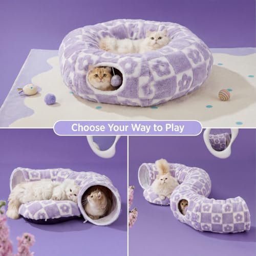 Lesure Donut Cute Jacquard Cat Tunnel Bed Kitten Toys for Puppy Bunny - Image 2