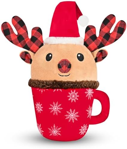 Christmas Dog Toys with Squeaker for Large Breed Interactive Dog Chew Toys for Puppies Small and Large Dogs Reindeer Squeaky Dog Training and Reduce Boredom (Cup Elk by Unknown