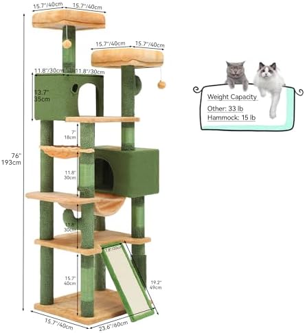 YITAHOME 193 cm Tall Cactus Cat Tower for Large Cats - Image 3