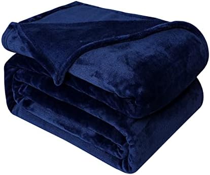 Fleece Plush Throw Blanket Navy Blue 90"x90"for Couch Fuzzy Cozy Flannel - Image 6