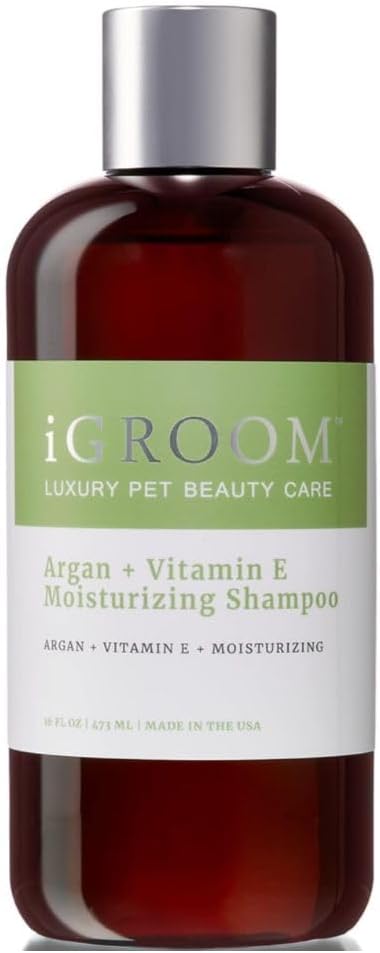 iGroom Argan+Vitamin E Dog Shampoo, Groom Like a Professional, Enhanced Cleaning Power, Reccommended pH Balance, Made in USA, 16 oz