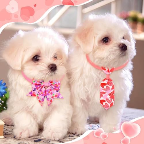 Talltalk 120 Pcs Easter and Valentines Dog Bow Tie Collar Set Pet Adjustable Grooming Holiday Accessories Decoration for Dog Cat - Image 4