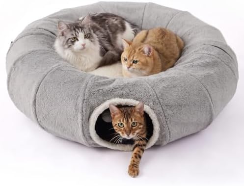 ZOMISIA Large Cat Tunnel Bed for Indoor Cats, Donut Peekaboo Tunnel,Grey by Zomisia