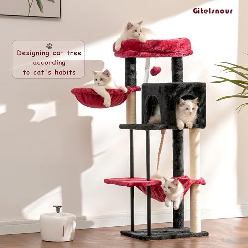 Gitelsnour Cat Tree, 43.3'' Cat Tower with Hammock for KittensGCT004SBR - Image 2