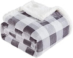 Touchat Sherpa Plaid Twin Blanket 60" X 70", Fuzzy Fluffy Soft Cozy Throw Blanket, Twin Size Plush Fleece Flannel Plush Microfiber Blanket for Couch Bed Sofa (Grey) by TOUCHAT
