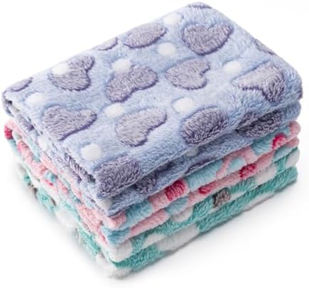 1 Pack 3 Blankets for Dog Puppy Cat (Small 23x16'', Purple, Pink, Green) by CADONO