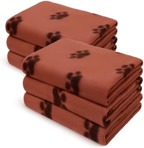 LINENLUX Fleece Dog Blankets 6-Pack, Soft Stretchy for Small Medium Puppy by LINENLUX