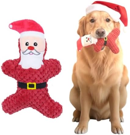 Santa Claus Squeaky Dog Toy – Soft Christmas Plush Pet Toy with Built-in Squeaker for Small and Medium Dogs, Holiday Fetch & Interactive Play by AdoPet