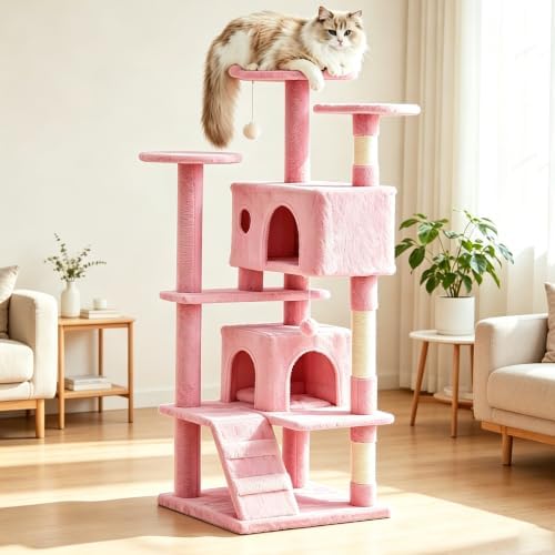 DUMOS 54 Inch Cat Tree Tower with Scratching Posts, Indoor Use by DumosLifestyle