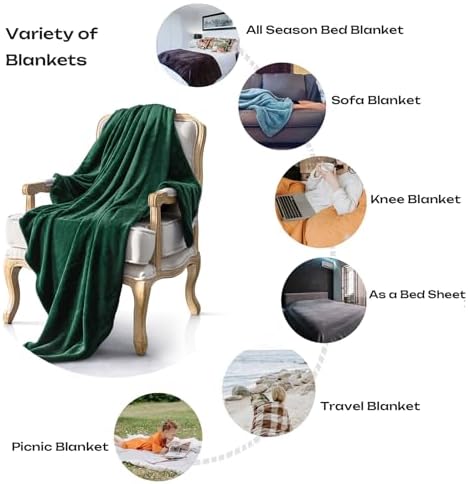 Forest Green Fleece Plush Throw Blanket 60"x80"for Couch Fuzzy Cozy Flannel - Image 5