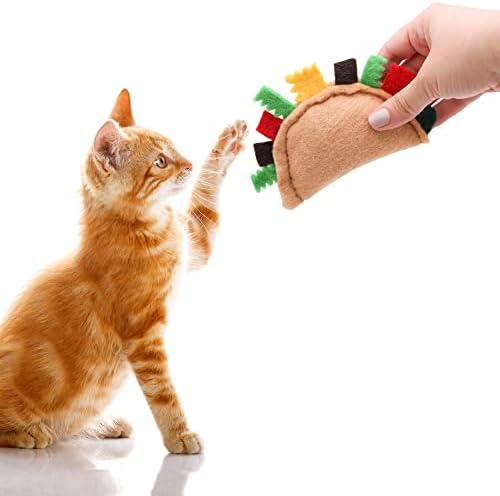 Glaciart One Felt Taco Cat Toys with Catnip, 2 Pcs Cute Wool Cat Toy for Interaction and Boredom Relief, Encourages Exercise, Exploring and Play - Image 4