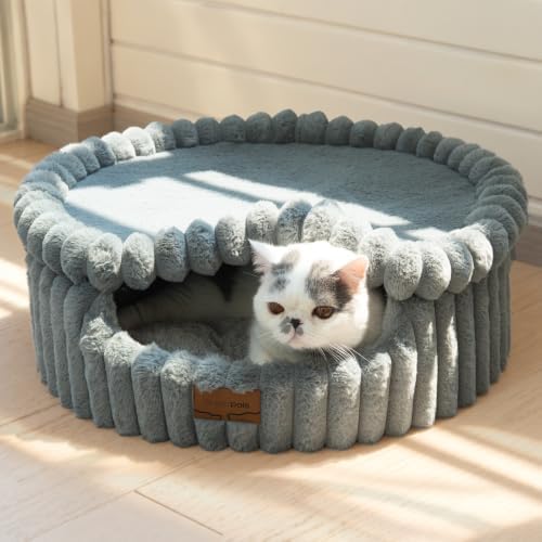 CHEERPALS Cloud Cat Cave Bed for Indoor Cats Hooded Bed with Zipper((Grey) by CHEERPALS