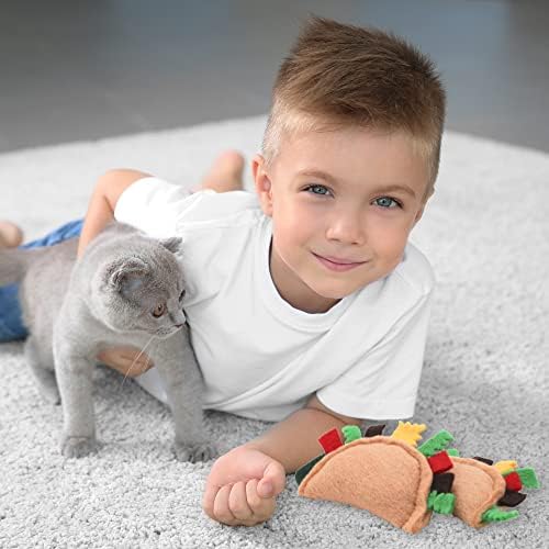 Glaciart One Felt Taco Cat Toys with Catnip, 2 Pcs Cute Wool Cat Toy for Interaction and Boredom Relief, Encourages Exercise, Exploring and Play - Image 3