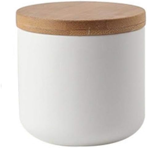 MilkyWay Food Storage Jar Ceramic Canisters With Airtight Seal Lid S 8.7oz | Durable Ceramic Material, Airtight Bamboo Lid, Modern Damp-Proof Design, Ideal For Coffee And Tea(White(S: 8.7oz/260ml))