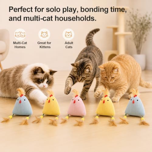 Corduroy Chick Cat Toys Catnip Feather Toys for Indoor Kittens - Image 3