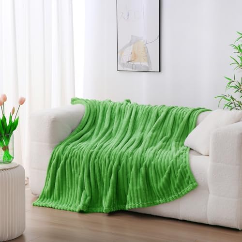 Bright Green Fleece Throw Blanket 50”×60” for Couch Sofa Livingroom - Image 2