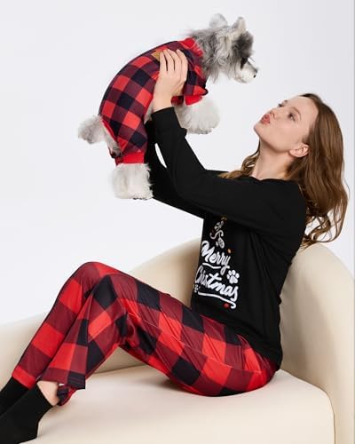 XPUDAC Christmas Matching Dog and Owner Pajamas for Women Sleepwear, 2XL - Image 4