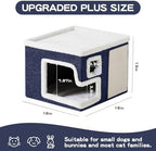 Cat Houses for Indoor Cats, Covered Cat Cave Bed with Scratch Pad and Fluffy Ball, Foldable Cat Hideaway Condo for Large Cats, Modern Kitten Bed,16.5x16.5x13 inches (Blue, Large) - Image 3