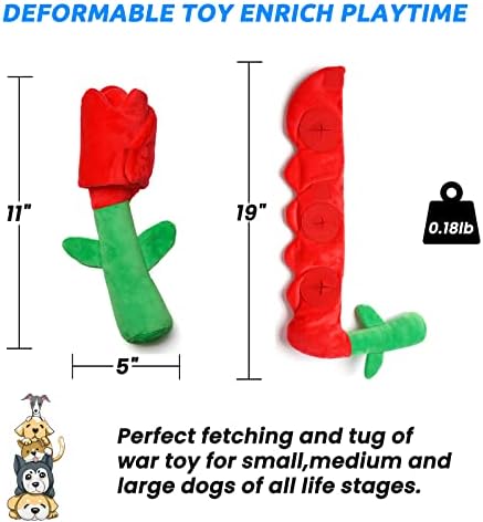 Dog Toys, Dog Puzzle Toys, Valentine Day Dog Toys, Enrichment Squeaky Crinkle Plush Treat Dispensing Mental Stimulation Dog Toy, Rose - Image 5