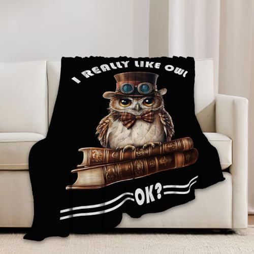 Owl Blanket Book Throw Blankets Funny Gifts for Girls Boys Kids Soft Cozy Fleece Plush for Couch Sofa Bed 60"x50" - Image 4